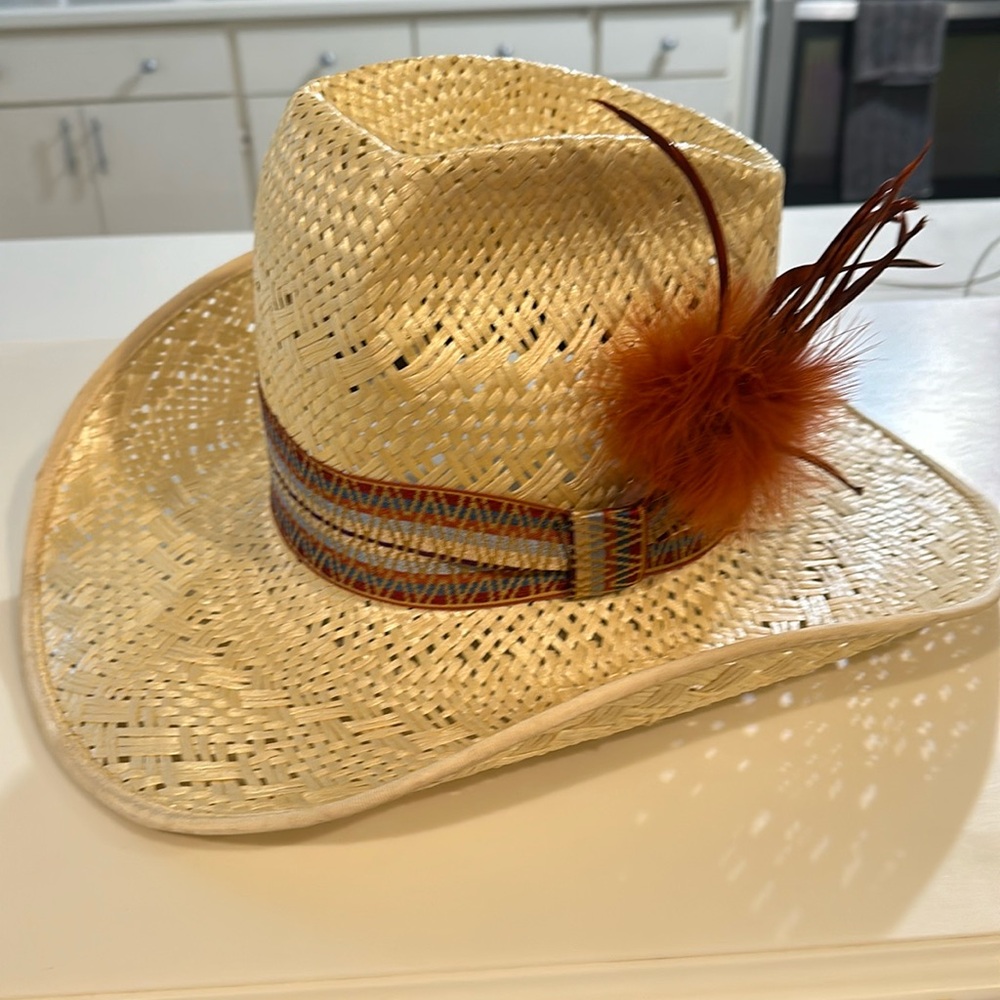 Designer straw cowboy hat size 6 7/8.